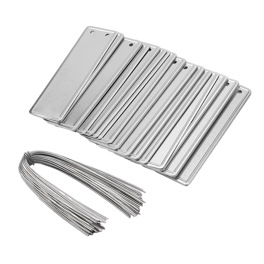 Pack 100 Etiquetas metálicas de Aluminio - 82X25 mm